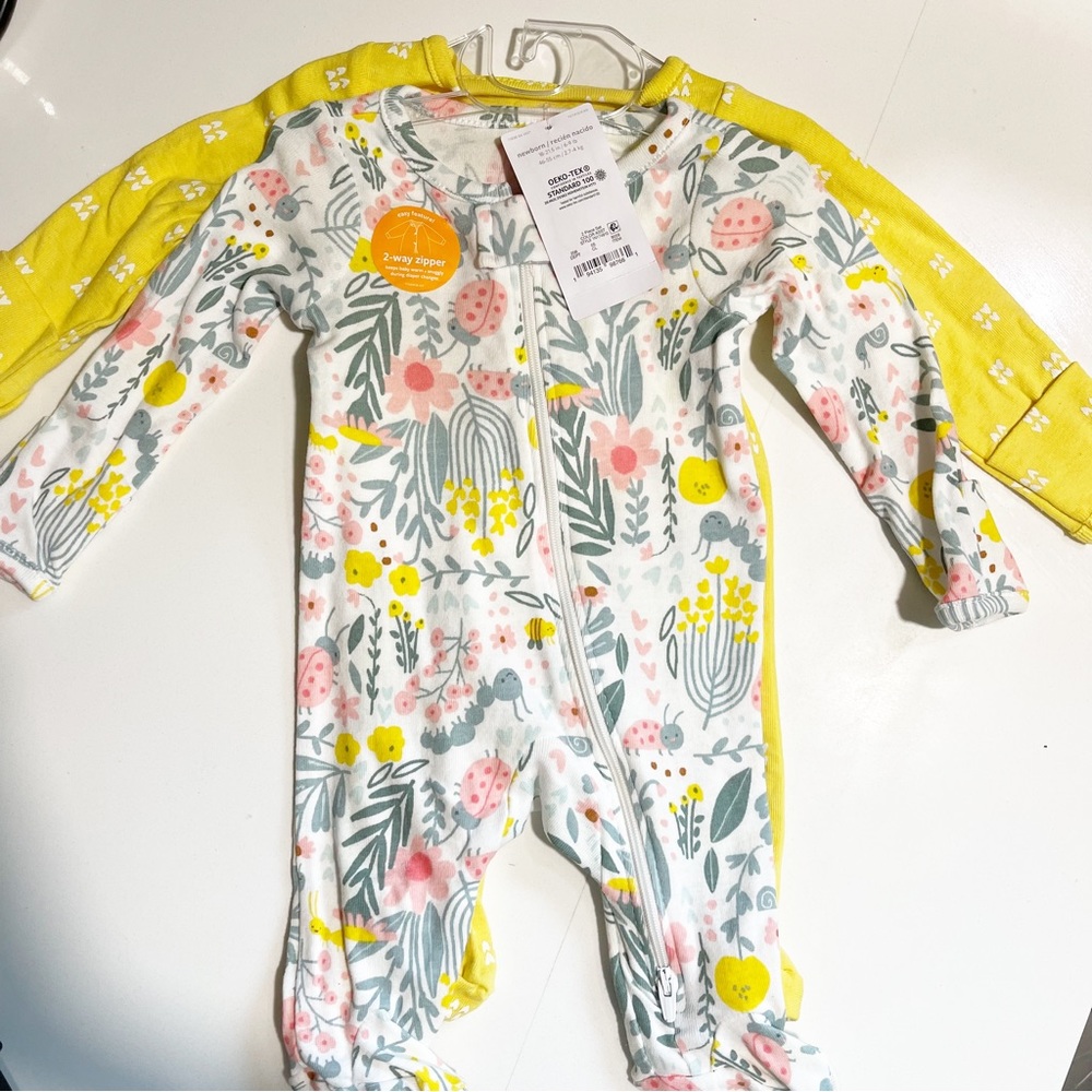 Carter’s Just One You Baby Girl 2 Pack Floral Footed 2-Way Zipper Pajama NB - 9M